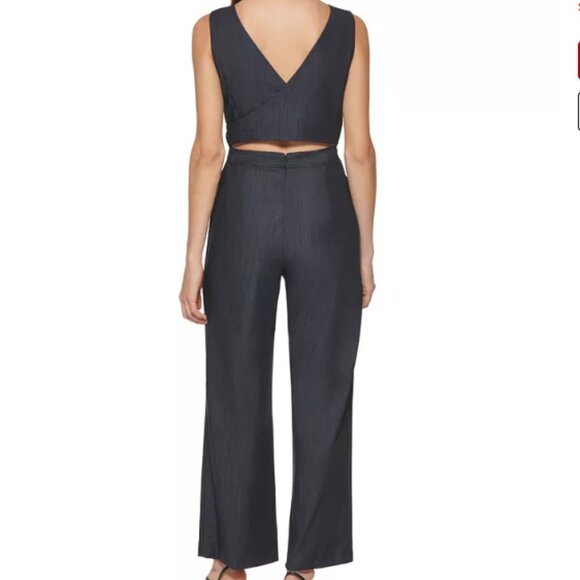 Calvin Klein Demin Jumpsuit Cutout Detail on Back Size 6 - Picture 3 of 13